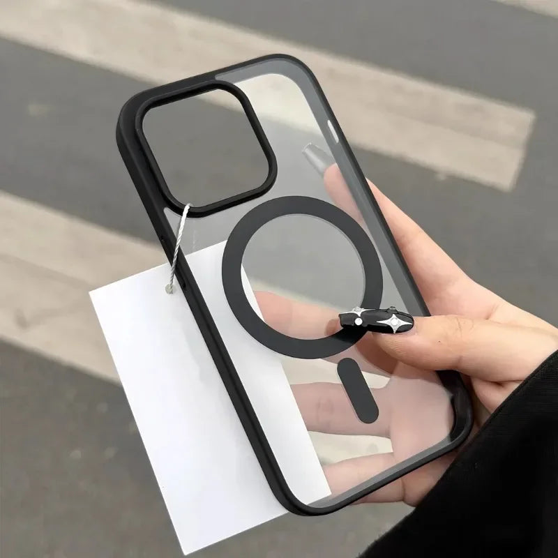 Luxury Magnetic for Magsafe Wireless Charge Case for Iphone 17 16 15 14 plus 13 12 11 Pro Max 17Air Shockproof Armor Clear Cover