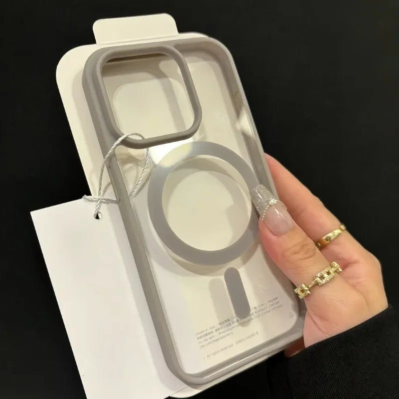 Luxury Magnetic for Magsafe Wireless Charge Case for Iphone 17 16 15 14 plus 13 12 11 Pro Max 17Air Shockproof Armor Clear Cover